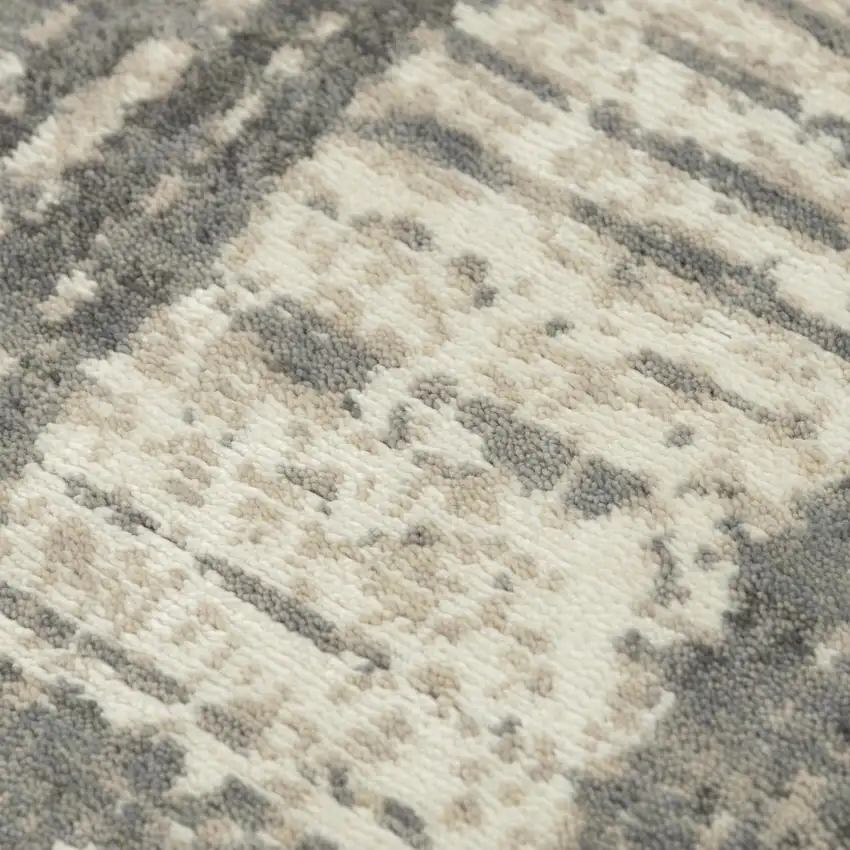 Gray And Light Gray New Zealand Lambs Wool Abstract Hand Carved Handmade Area Rug Photo 4