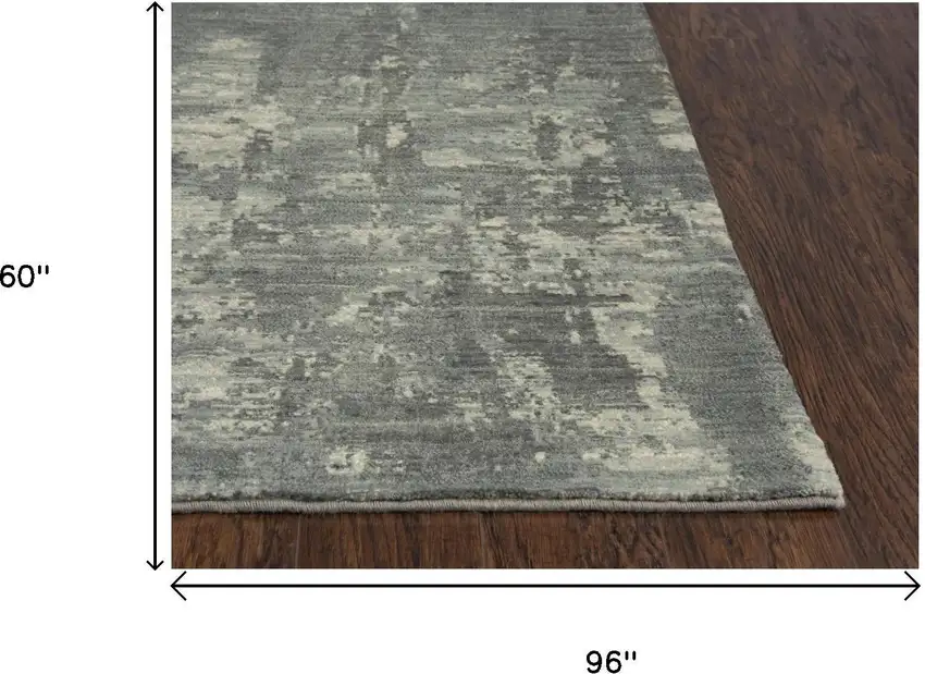 Gray And Light Gray New Zealand Lambs Wool Abstract Hand Carved Handmade Area Rug Photo 7