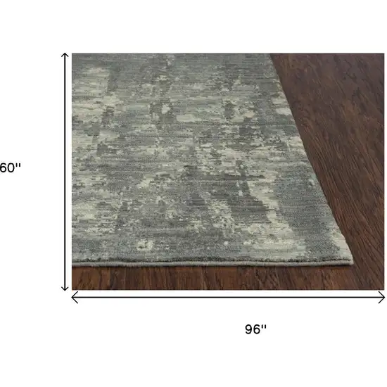 Gray And Light Gray New Zealand Lambs Wool Abstract Hand Carved Handmade Area Rug Photo 7