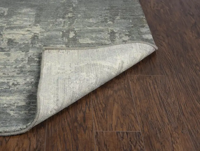 Gray And Light Gray New Zealand Lambs Wool Abstract Hand Carved Handmade Area Rug Photo 6