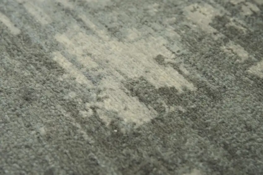 Gray And Light Gray New Zealand Lambs Wool Abstract Hand Carved Handmade Area Rug Photo 4