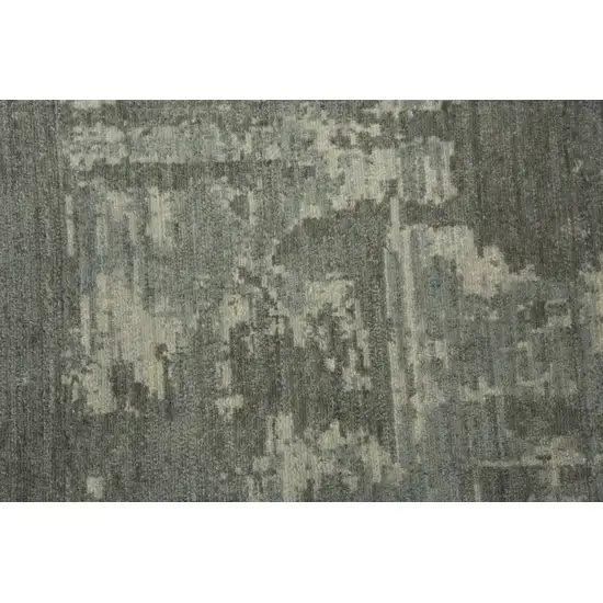 Gray And Light Gray New Zealand Lambs Wool Abstract Hand Carved Handmade Area Rug Photo 2