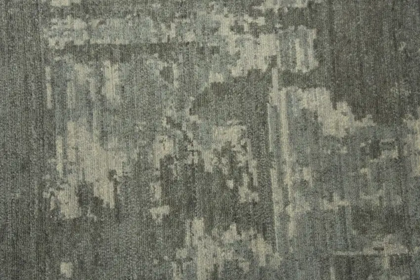 Gray And Light Gray New Zealand Lambs Wool Abstract Hand Carved Handmade Area Rug Photo 2
