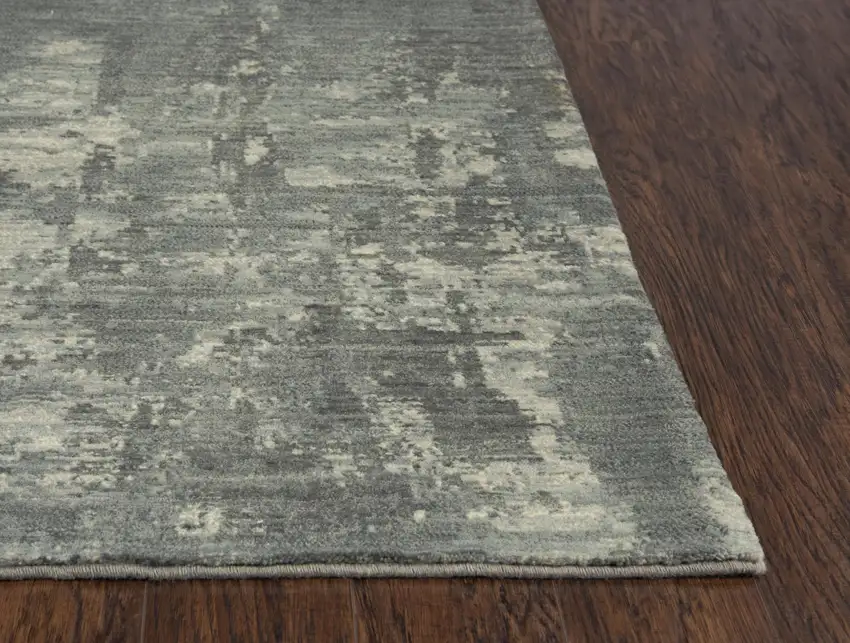 Gray And Light Gray New Zealand Lambs Wool Abstract Hand Carved Handmade Area Rug Photo 1