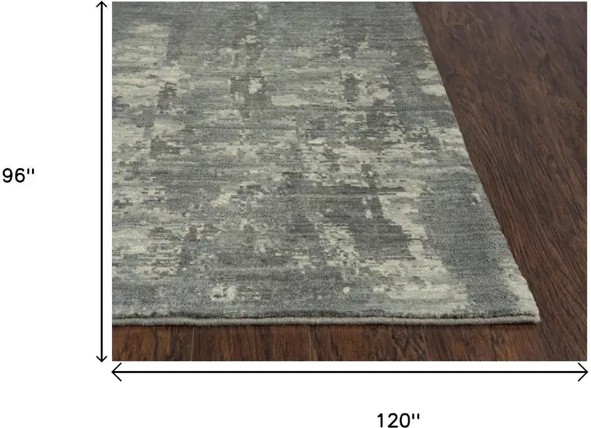 Gray And Light Gray New Zealand Lambs Wool Abstract Hand Carved Handmade Area Rug Photo 7