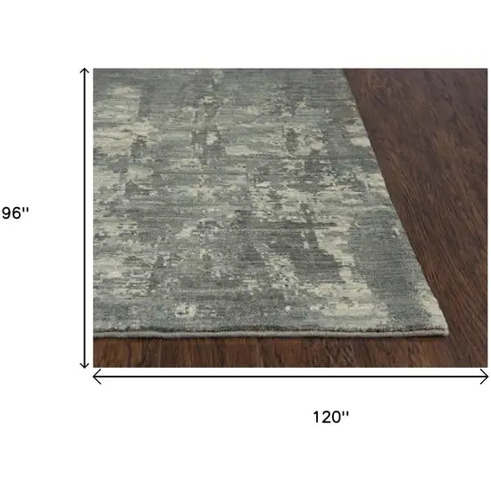 Gray And Light Gray New Zealand Lambs Wool Abstract Hand Carved Handmade Area Rug Photo 7
