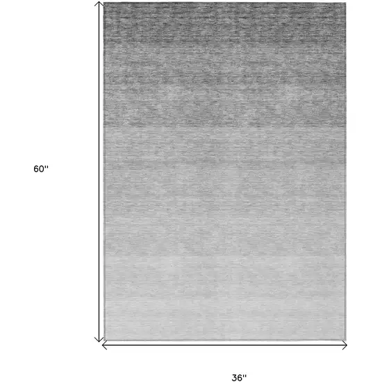 Gray And Light Gray Ombre Washable Indoor Outdoor Area Rug Photo 3