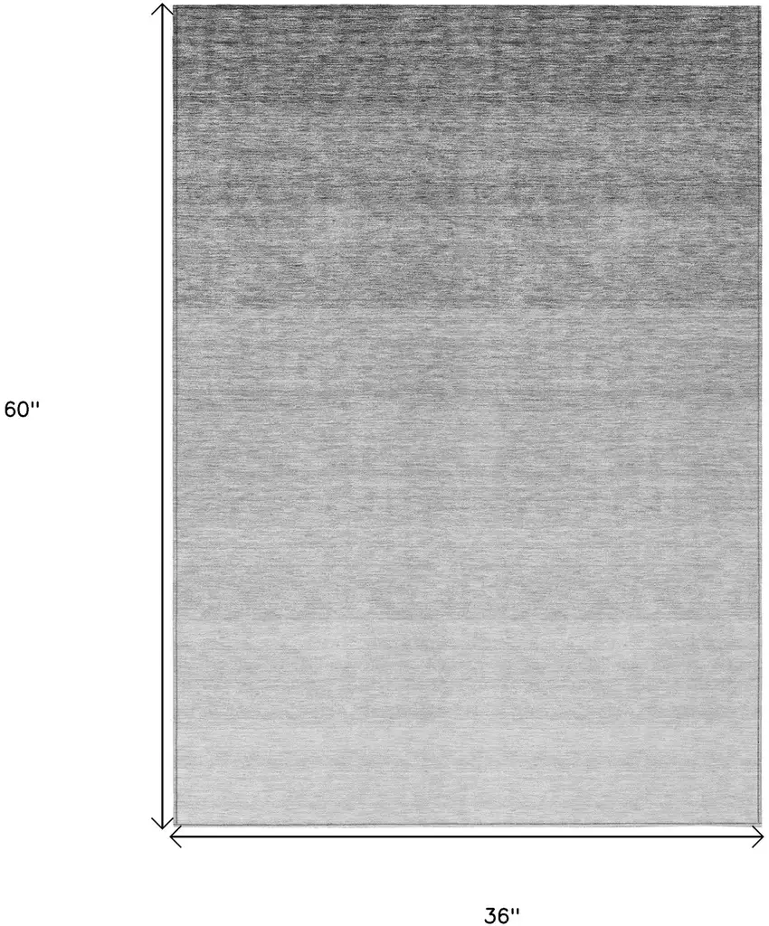 Gray And Light Gray Ombre Washable Indoor Outdoor Area Rug Photo 3