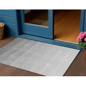 Photo of Gray And Light Gray Ombre Washable Indoor Outdoor Area Rug