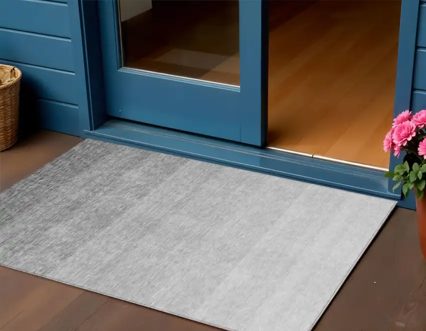 Gray And Light Gray Ombre Washable Indoor Outdoor Area Rug Photo 1