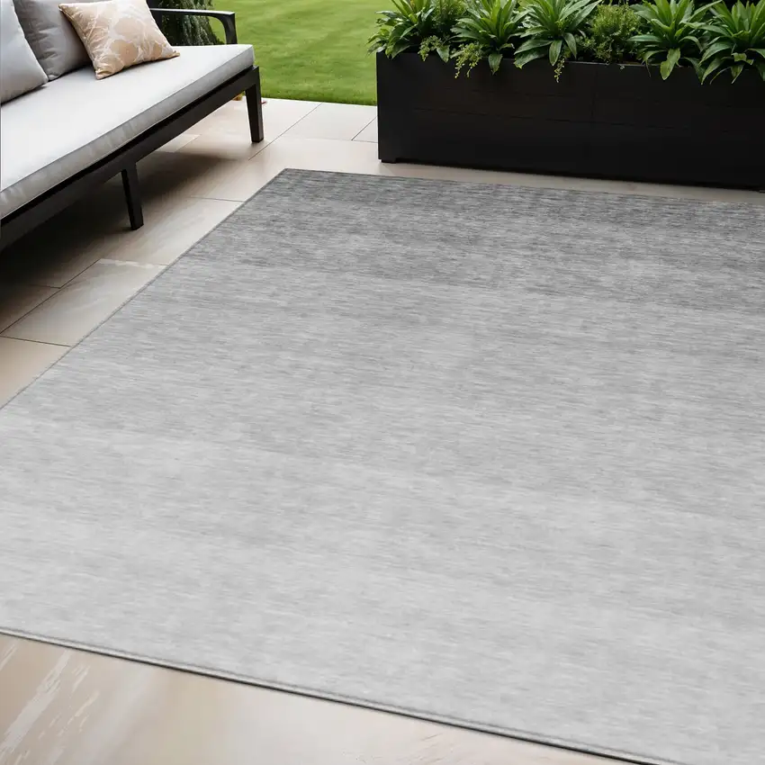Gray And Light Gray Ombre Washable Indoor Outdoor Area Rug Photo 1
