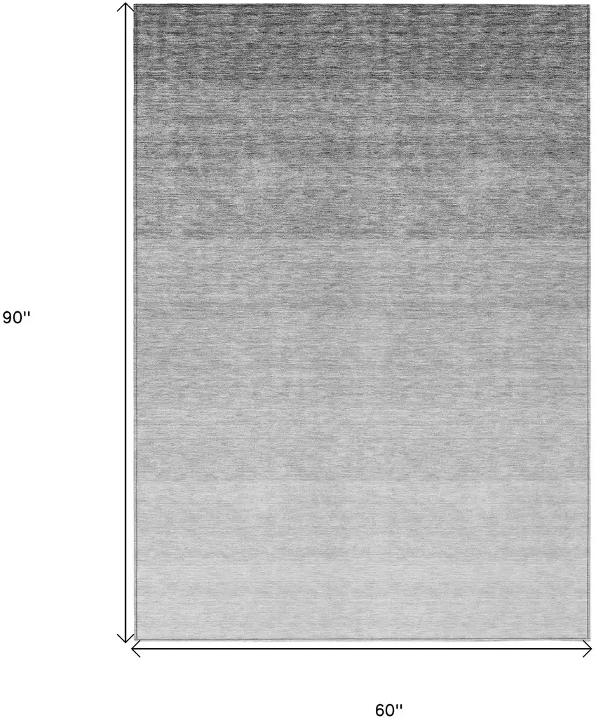 Gray And Light Gray Ombre Washable Indoor Outdoor Area Rug Photo 3