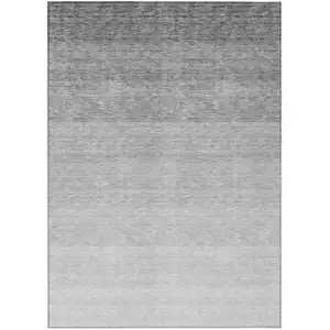 Photo of Gray And Light Gray Ombre Washable Indoor Outdoor Area Rug