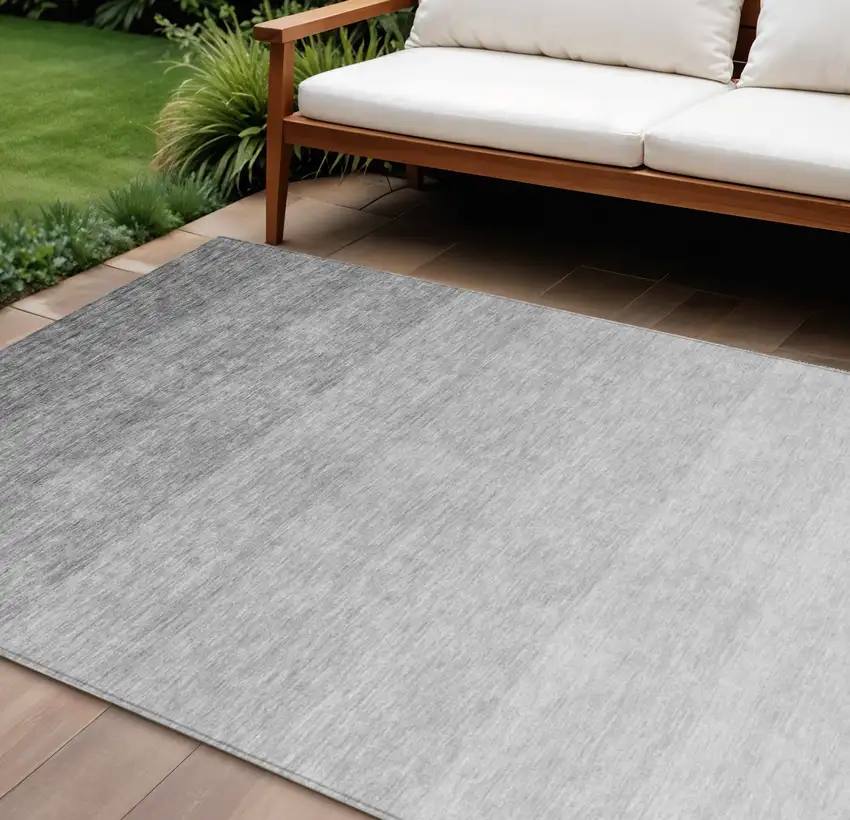 Gray And Light Gray Ombre Washable Indoor Outdoor Area Rug Photo 1