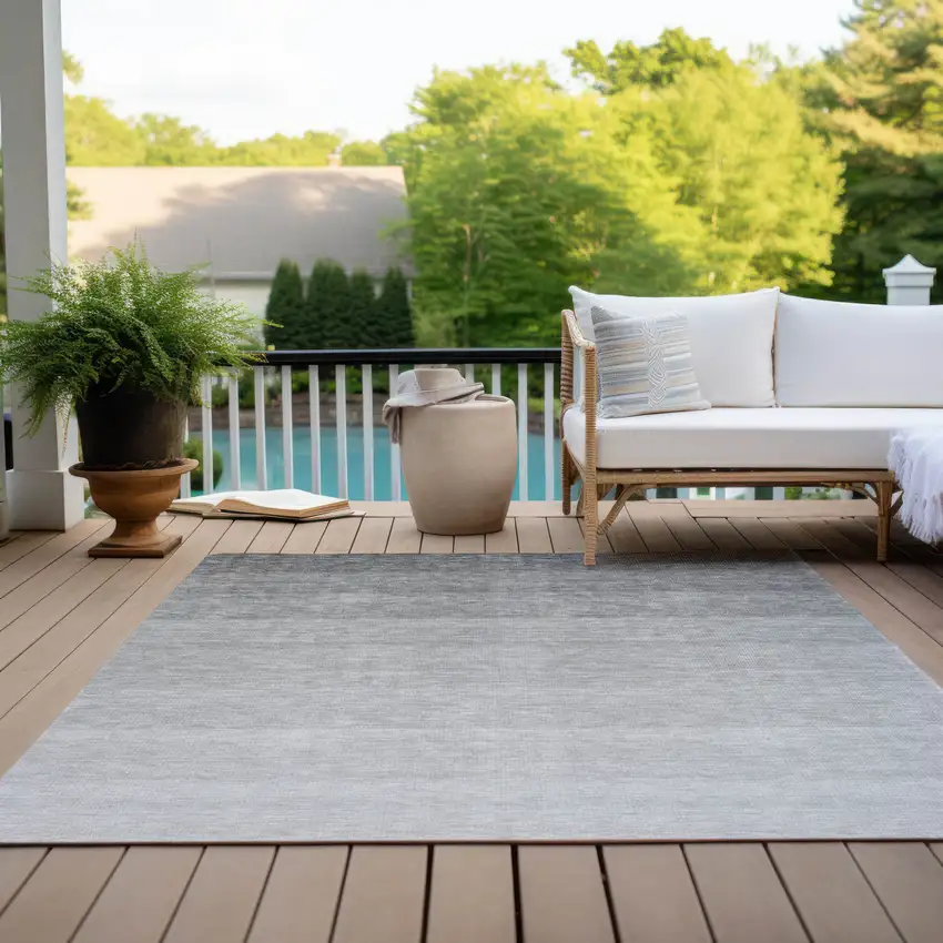 Gray And Light Gray Ombre Washable Indoor Outdoor Area Rug Photo 9