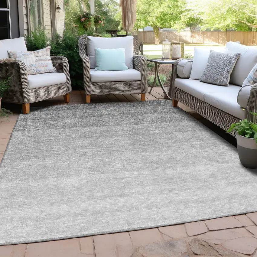 Gray And Light Gray Ombre Washable Indoor Outdoor Area Rug Photo 7
