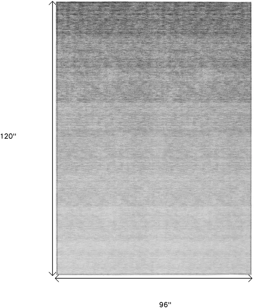 Gray And Light Gray Ombre Washable Indoor Outdoor Area Rug Photo 3