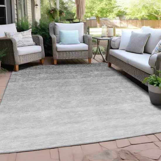 Gray And Light Gray Ombre Washable Indoor Outdoor Area Rug Photo 7