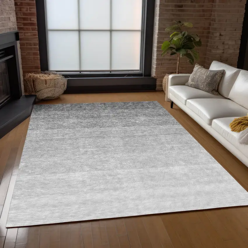 Gray And Light Gray Ombre Washable Indoor Outdoor Area Rug Photo 9