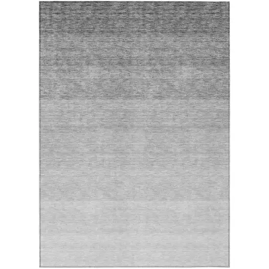 Gray And Light Gray Ombre Washable Indoor Outdoor Area Rug Photo 2