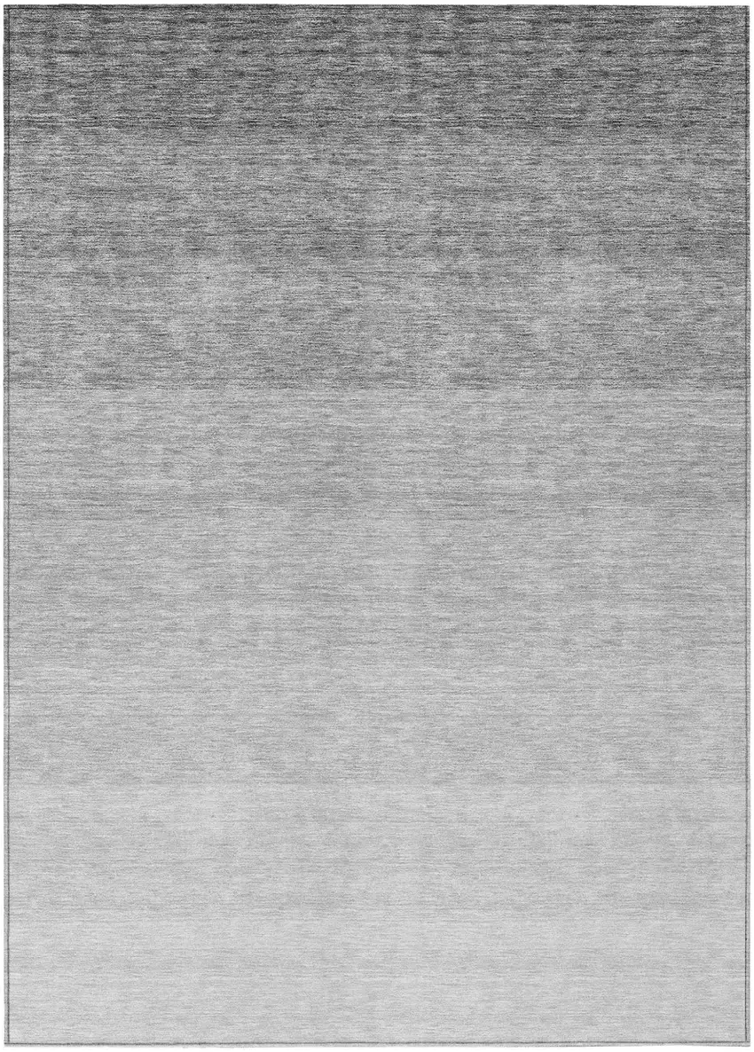 Gray And Light Gray Ombre Washable Indoor Outdoor Area Rug Photo 2