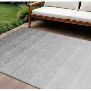 Photo of Gray And Light Gray Ombre Washable Indoor Outdoor Area Rug