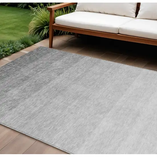 Gray And Light Gray Ombre Washable Indoor Outdoor Area Rug Photo 1