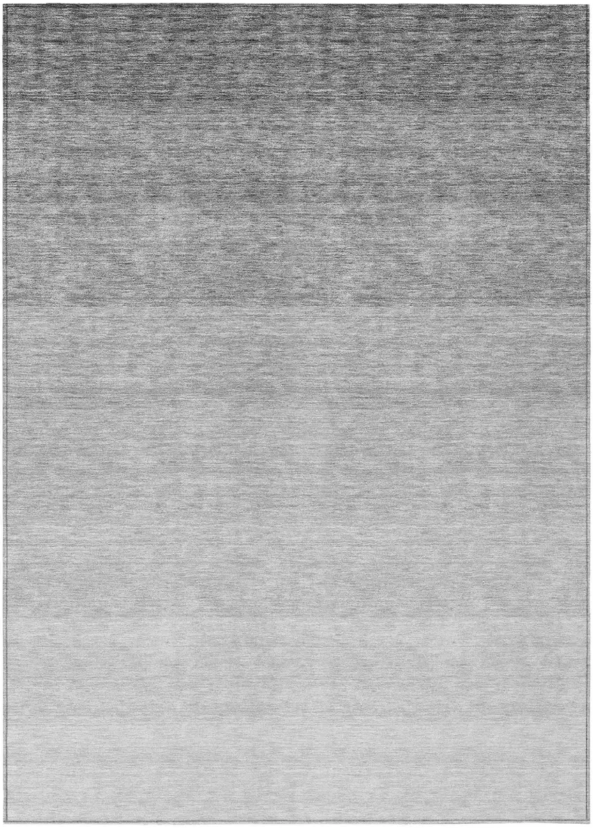 Gray And Light Gray Ombre Washable Indoor Outdoor Area Rug Photo 2