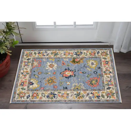 Gray And Light Gray Oriental Area Rug With Fringe Photo 2