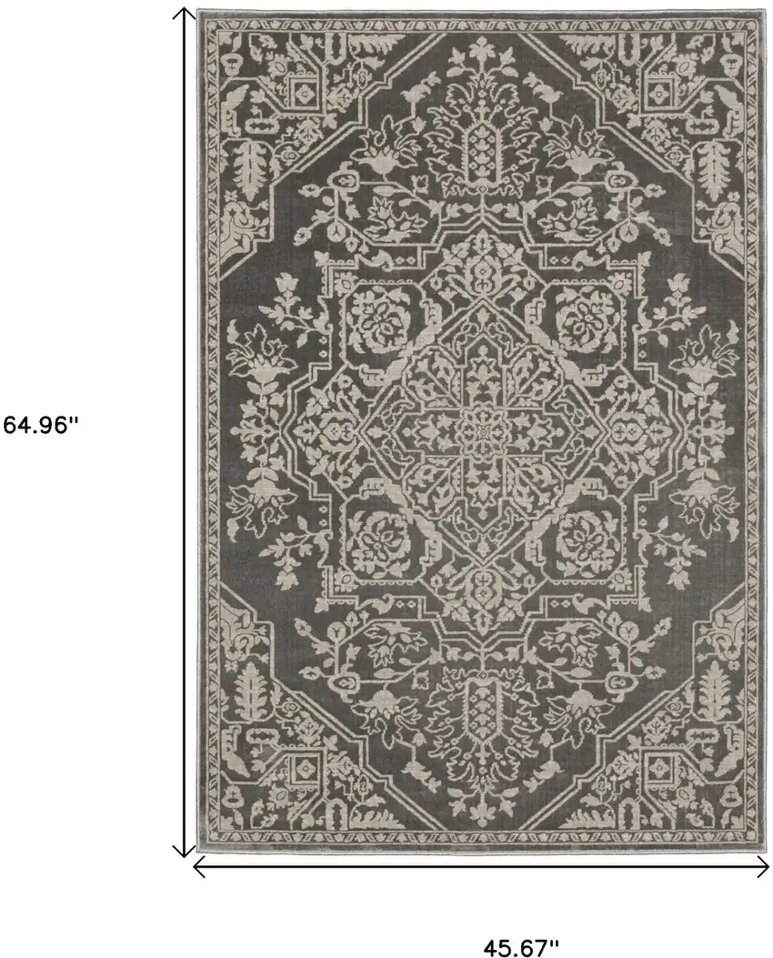 Gray And Light Gray Oriental Area Rug Photo 3