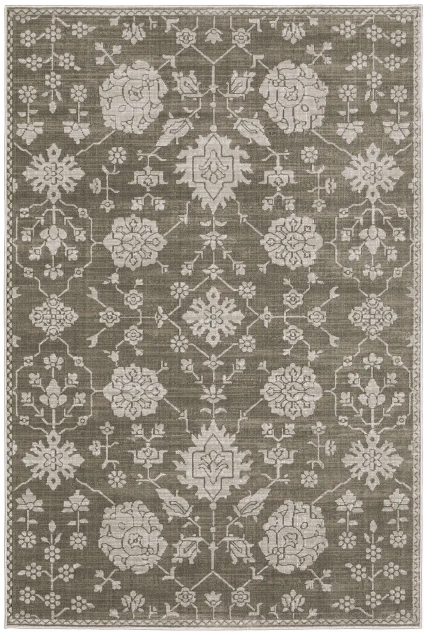 Gray And Light Gray Oriental Area Rug Photo 2
