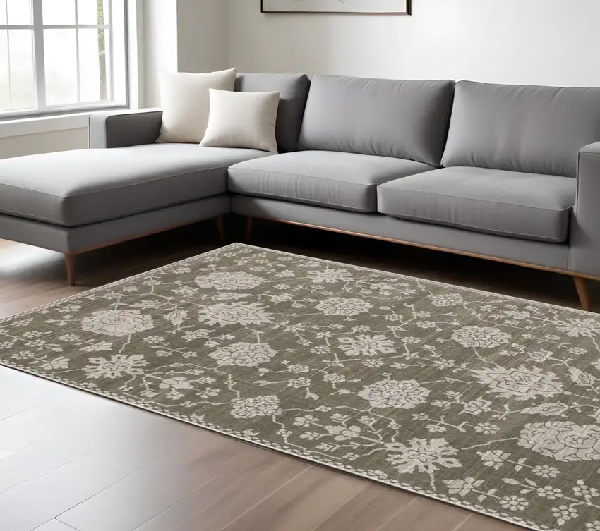 Gray And Light Gray Oriental Area Rug Photo 1