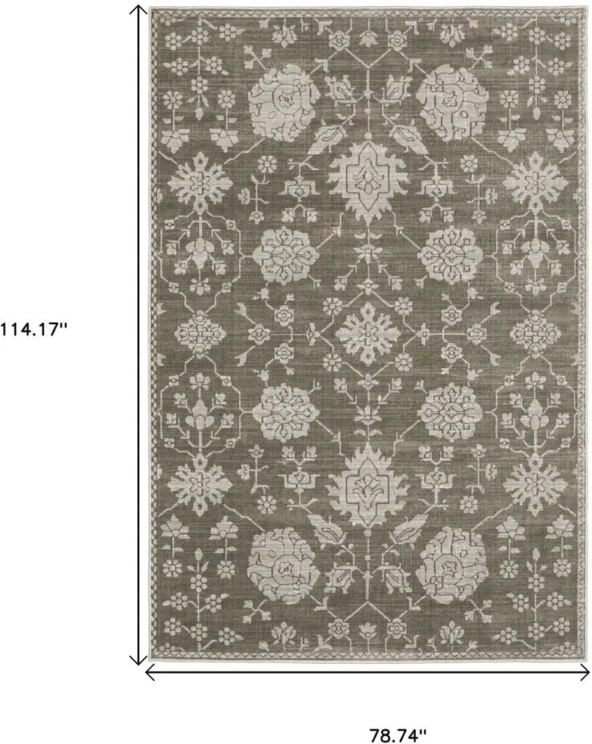 Gray And Light Gray Oriental Area Rug Photo 3