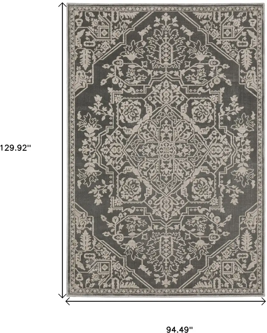 Gray And Light Gray Oriental Area Rug Photo 3