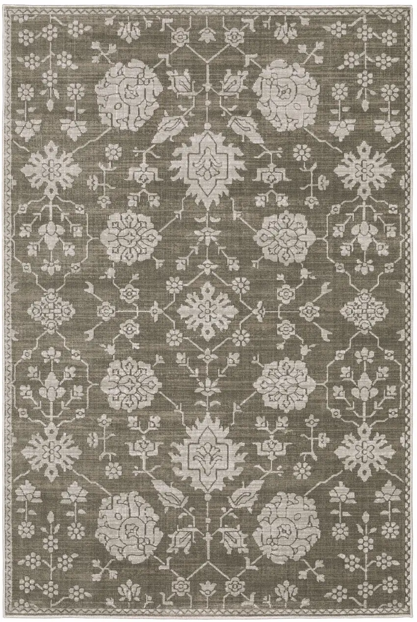 Gray And Light Gray Oriental Area Rug Photo 5
