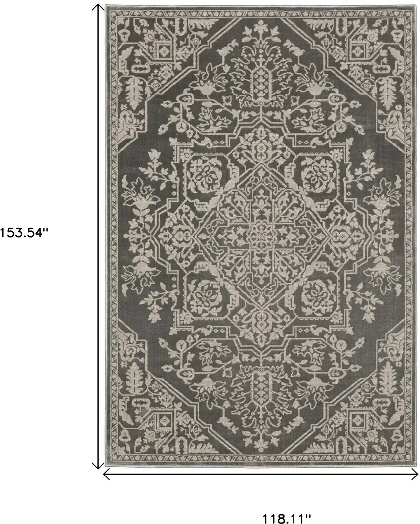 Gray And Light Gray Oriental Area Rug Photo 3