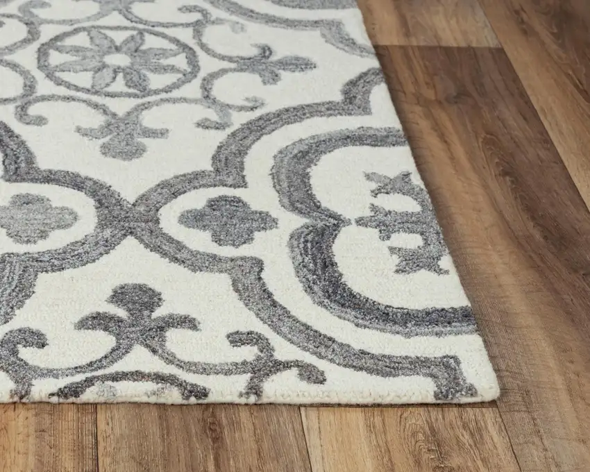 Gray And Light Gray Wool Moroccan Hand Tufted Area Rug Photo 1