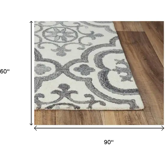 Gray And Light Gray Wool Moroccan Hand Tufted Area Rug Photo 6