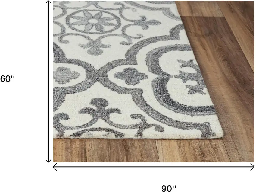 Gray And Light Gray Wool Moroccan Hand Tufted Area Rug Photo 6