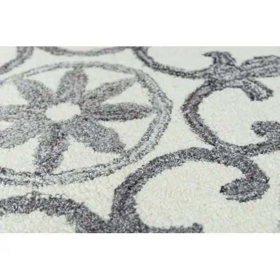 Gray And Light Gray Wool Moroccan Hand Tufted Area Rug Photo 3