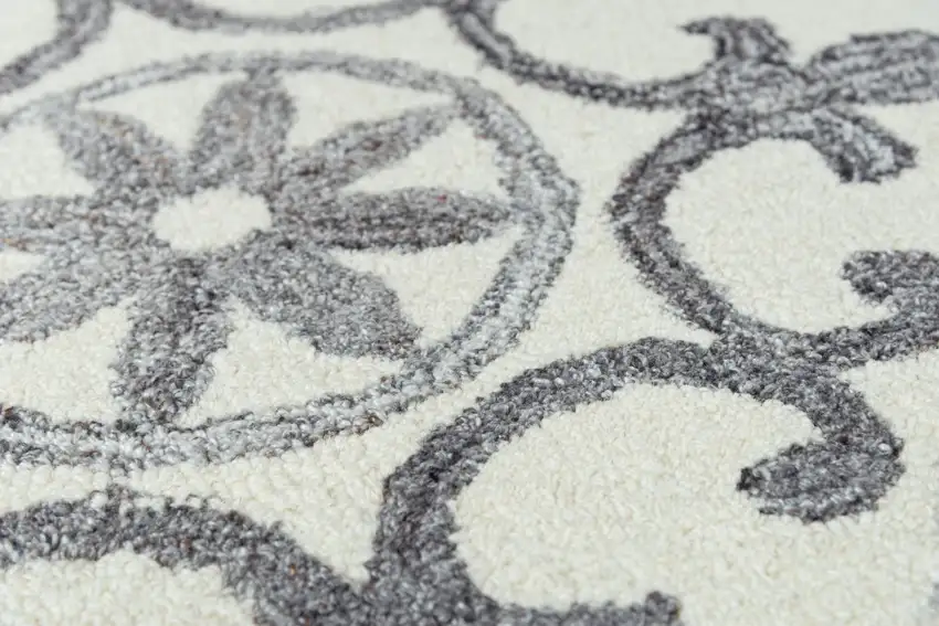 Gray And Light Gray Wool Moroccan Hand Tufted Area Rug Photo 3
