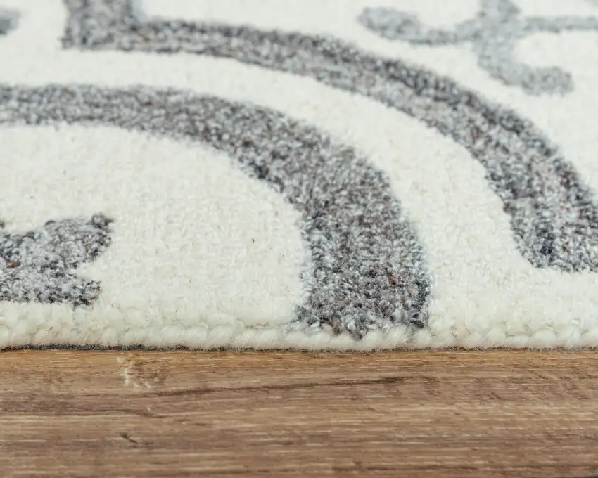 Gray And Light Gray Wool Moroccan Hand Tufted Area Rug Photo 5
