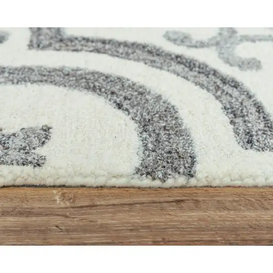 Gray And Light Gray Wool Moroccan Hand Tufted Area Rug Photo 5