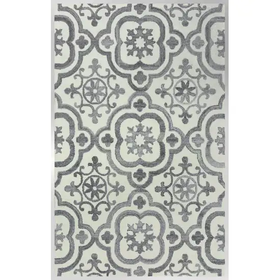 Gray And Light Gray Wool Moroccan Hand Tufted Area Rug Photo 2