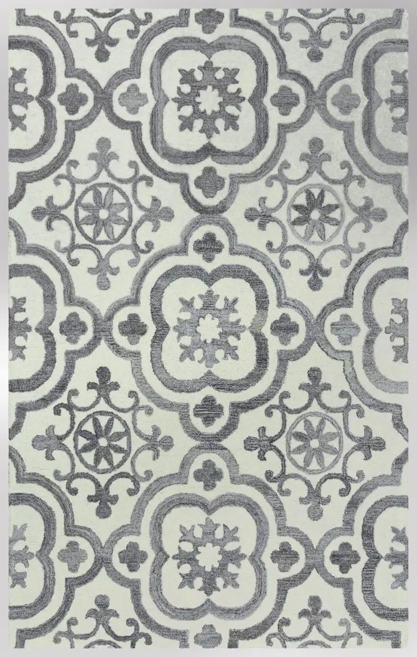 Gray And Light Gray Wool Moroccan Hand Tufted Area Rug Photo 2