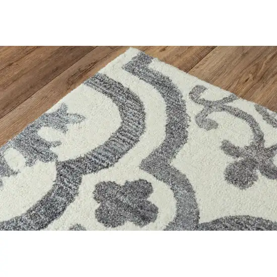 Gray And Light Gray Wool Moroccan Hand Tufted Area Rug Photo 4