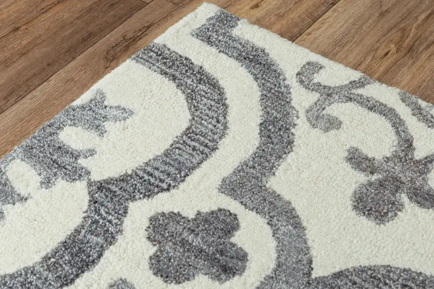 Gray And Light Gray Wool Moroccan Hand Tufted Area Rug Photo 4