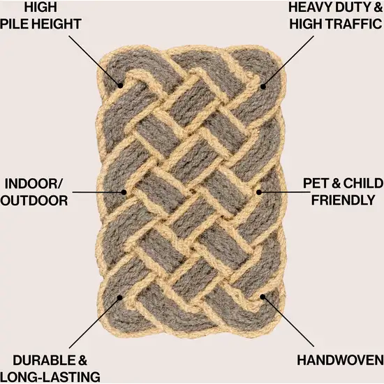 Gray And Light Yellow Geometric Handmade Indoor Outdoor Area Rug Photo 8