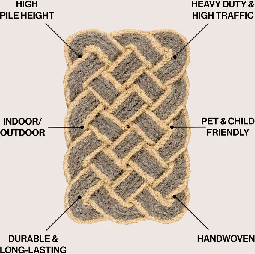 Gray And Light Yellow Geometric Handmade Indoor Outdoor Area Rug Photo 8