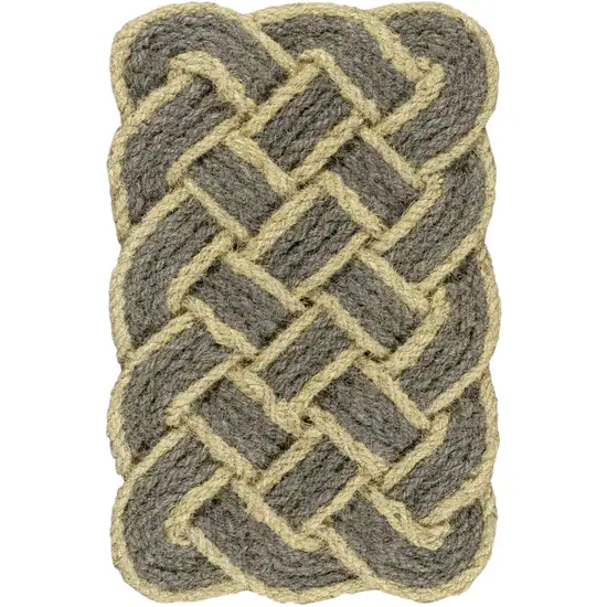 Gray And Light Yellow Geometric Handmade Indoor Outdoor Area Rug Photo 1